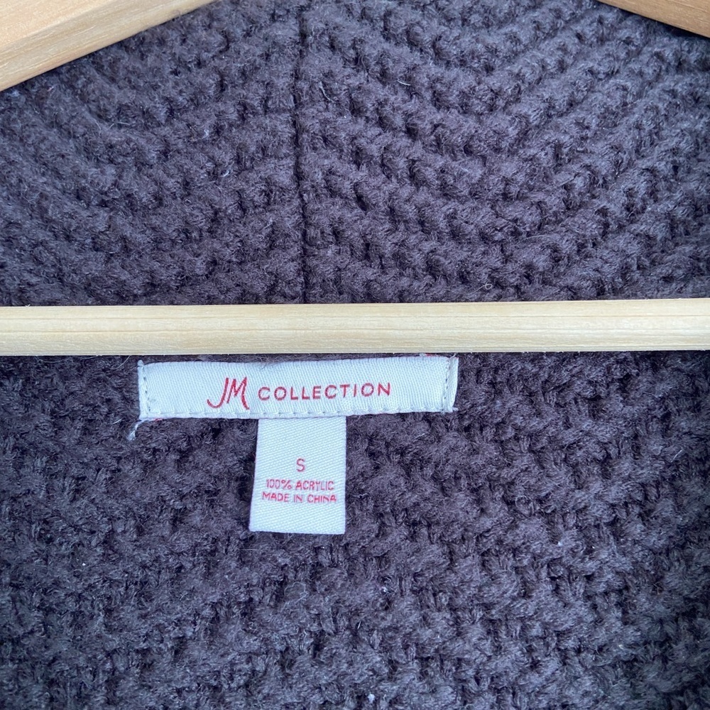 JM Collection Charcoal Textured Sweater Cardigan - Picture 3 of 6